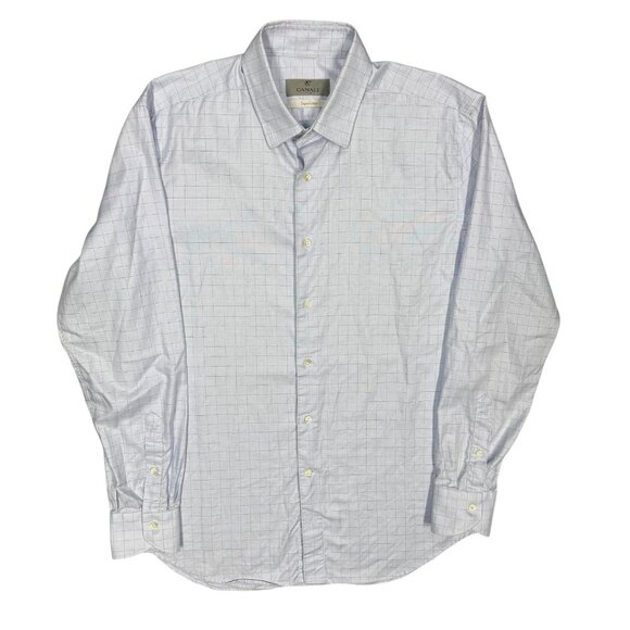 Canali Impeccabile Dress Shirt Italy Check Blue Long Sleeve Cotton 15 3/4 Medium - Picture 1 of 9